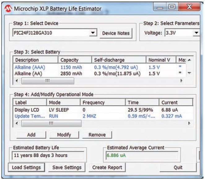 Obr. 1 Softwarový nástroj Battery Life Estimator